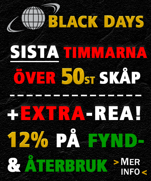 Vår Massiva Black Days Kampanj slutar snart. Ta del av vår Rekordstor-REA + Extra-REA via Rabattkod innan dess.