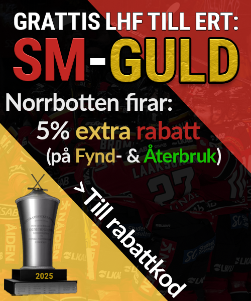 Luleå Hockeys herrar tog sitt andra SM-guld efter 29 års väntan. Detta glädjer norrbotten, och oss Arkivexperter i Norr. Därför firar vi med 5% på allt i Fynd- och Återbrukshörnan, via rabattkod, t.o.m den 18 maj, kl 23.59