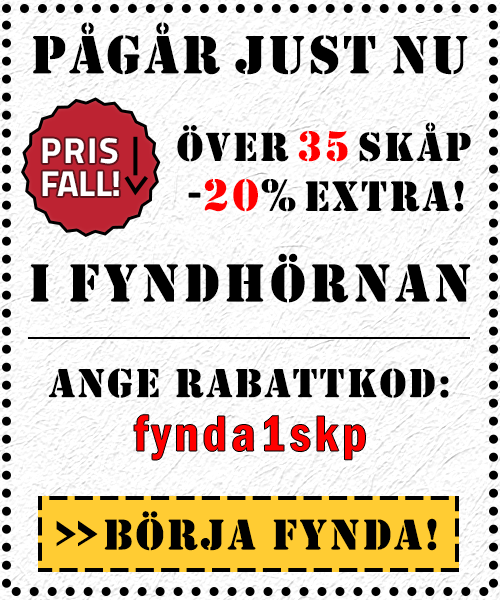 Just nu, 20% extra på prisfallsmärkta fyndpriser via rabattkoden fynda1skp. Börja fynda nu!