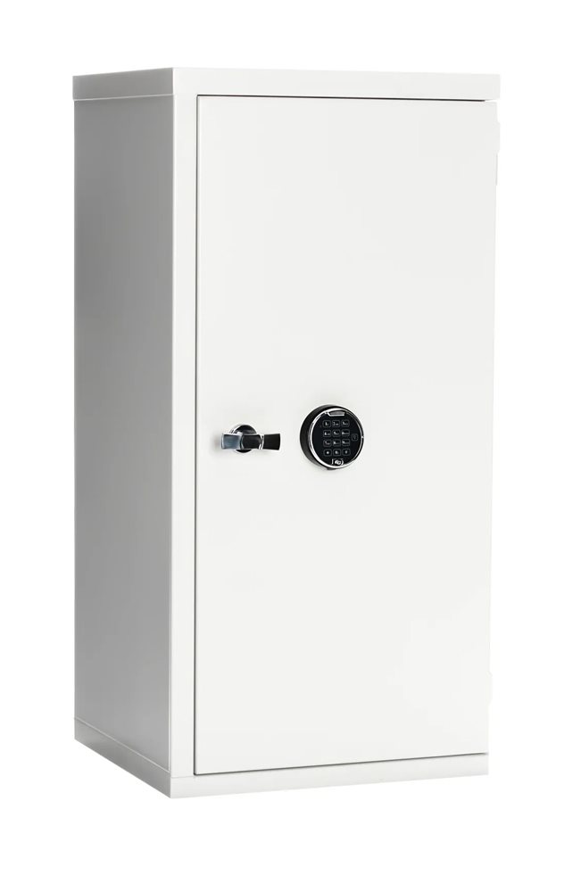 Small sized high security value safe with fire and burglar protection and with electronic code lock