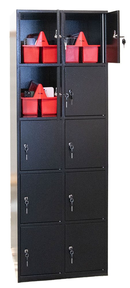 Förvaringsskåp i plåt för upp till 300 st mobiler