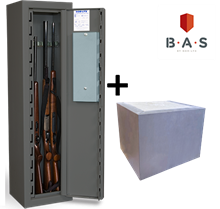 Vapenskåp för 5 gevär, - Paket med extravikt för att komma upp i 150 kg!