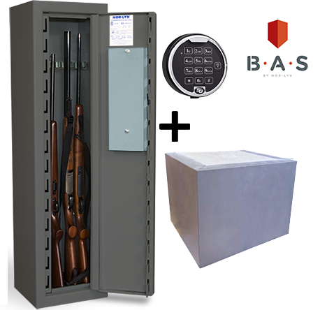 Vapenskåp för 5 gevär, - Paket med extravikt för att komma upp i 150 kg!