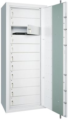 Säkerhetsskåp med 11 individuellt låsbara fack