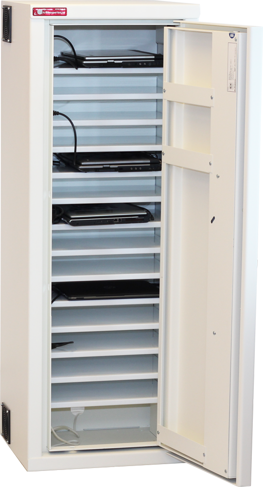 Säkerhetsklassat Datorskåp med Elkodlås, laddning & ventilation