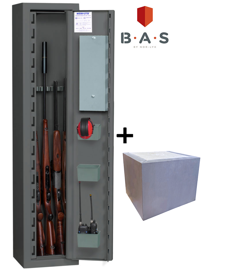Extra högt vapenskåp för 5 vapen - Paket med extravikt för att komma upp i 150 kg