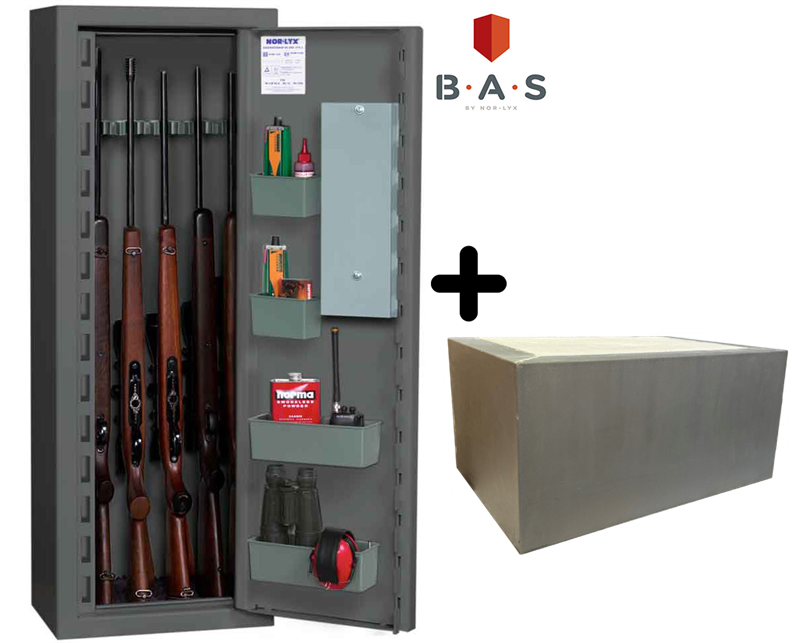 Vapenskåp för 7 vapen - Paket med extravikt för att komma upp i 150 kg!