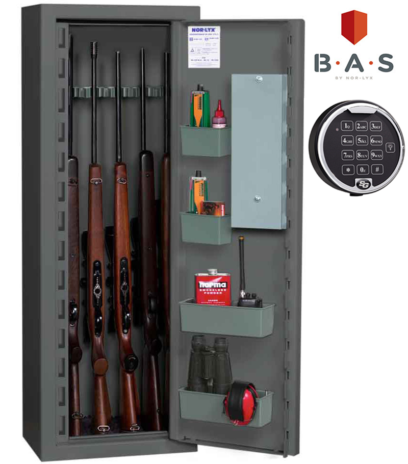 Vapenskåp för 7 vapen med elkodlås!