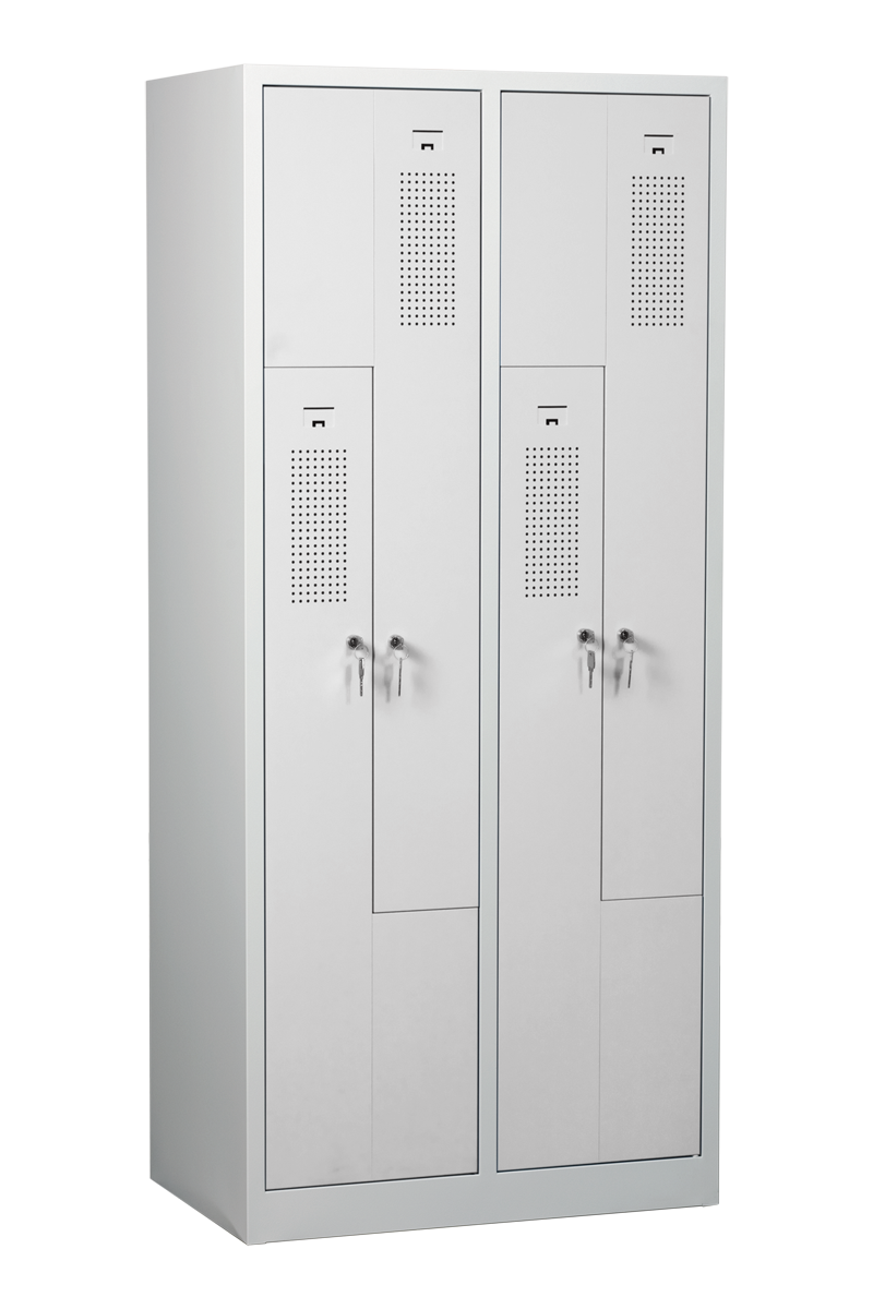 Z-shaped locker cabinet unit with 4 compartments