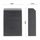 Dark grey wall-mounted deposit cabinet, two drawer compartments, front and side view with dimensions 250×380×115 mm.