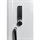 Close-up of a black and silver electronic keypad lock with a numerical pad and rotary knob, mounted on a white cabinet door.