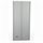 Light grey, tall and narrow storage cabinet with two closed doors, straight front view.