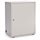 White lockable metal cabinet with closed door and cable entry on side, studio background.