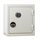 White security cabinet with digital code lock and mechanical lock handle, door closed.
