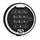 Round black digital keypad with white buttons and chrome details, a red indicator light visible.