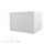 White valuables cabinet with closed door and four white corner brackets below.