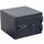 Dark grey compact safe with a key lock, the door closed and a key inserted.