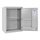 White security cabinet with open door, two shelves and code lock visible inside door.